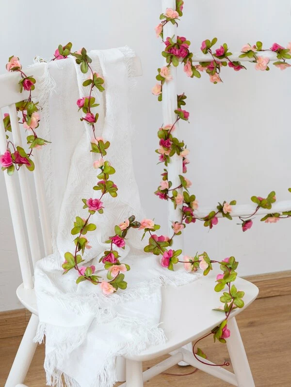 1PC/5pcs Artificial Flowers Rose Vine DIY Garden Material Vine Wedding Site Decoration Home Bedroom, Living Room, Bathroom, Wall Hanging Decoration Material Outdoor Garden School Birthday Party Supplies Valentine'S Day Decoration New Year Multicolor