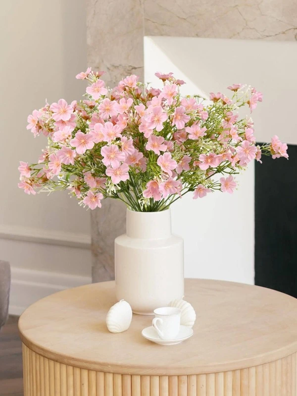 5 Bouquets Artificial Baby Breath Flowers Real Looking Silk Fake Flowers For Home Indoor Outdoor Wedding Party DIY Floral Arrangement Table Vase Decoration For Wedding Decoration, Valentine'S Day Decor, Birthday Decor, Anniversary Decor, Holiday Decor, Graduation Decoration, Party Decor Supplies Pink