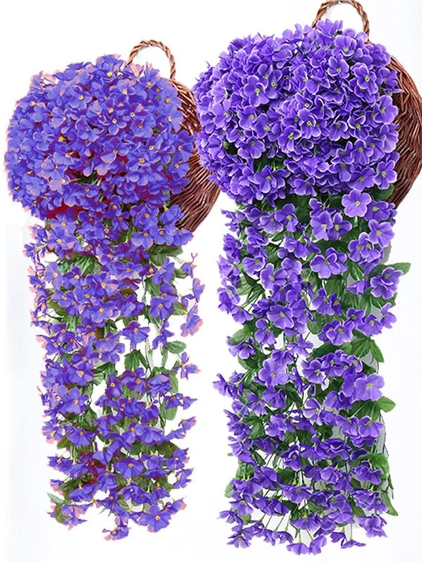 1pc 85cm Artificial Flowers Rose Wisteria Basket Vine For Hanging Basket, Hanging Flowers Simulation Flowers Vine Wedding Bouquet Home Garden Wedding Indoor Outdoor Decor Halloween Christmas Decoration Purple