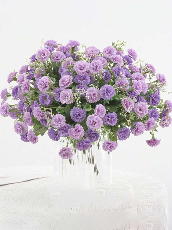 1PC Artificial Flowers Silk Carnation Bride Bouquet Fake Plants Room Decor Fall Decor Fake Flowers Garden Autumn Decor Centerpieces Vase For Home New Year's Decor Outdoor Garden Wedding Bouquet Living Room DIY Candy Box Garland Fake Plants Household Products Purple