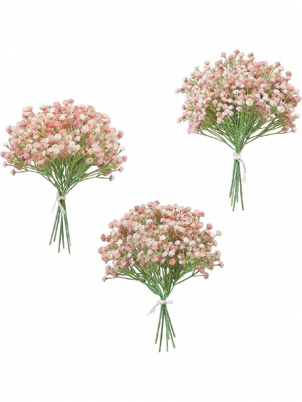 3pcs/6pcs/12pcs/18pcs-Artificial Baby Breath  Greenery Spray, Real Touch Pink Fake Flowers Wedding Party Bouquet Centerpiece Floral Arrangement And Decorations Christmas Decor Home Decor Pink
