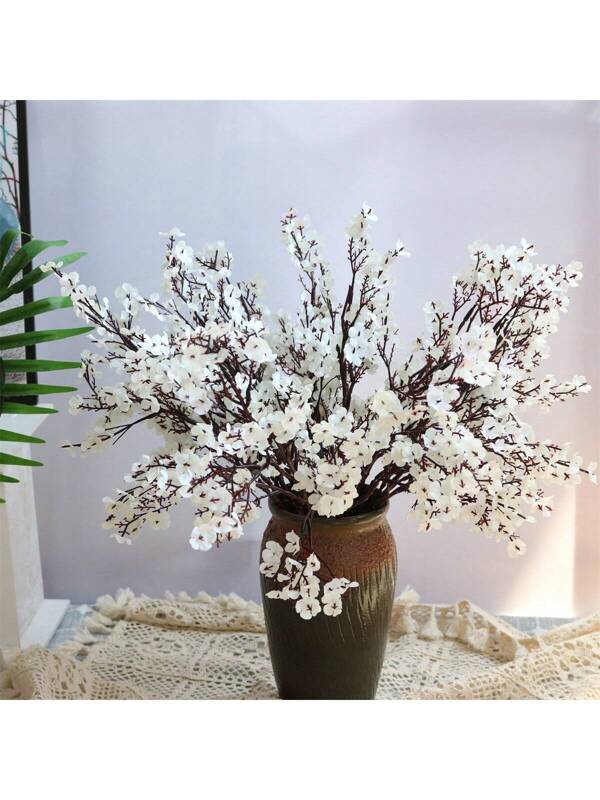 10Pcs Babys Breath Artificial Flowers Gypsophila Bouquets Bulk Real Touch Fake Silk Flowers For Home Wedding DIY Floral Arrangement Kitchen Table Centerpiece Festival Decoration Style 2