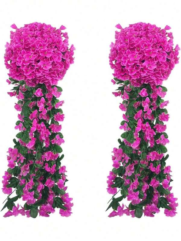 1bunch, 85cm/33.5inch Violet Hanging Flowers Artificial Decor  Petal Silk Violet Simulation Hanging Plant Faux Hanging Royal Violets Hanging Purple Artificial Orchid For Home Garden Wedding Indoor Outdoor Decor Red Violet