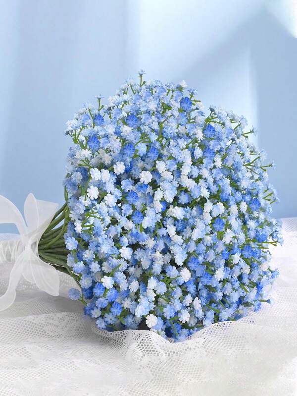 1pc/4pcs/8pcs/12pcs - Baby's Breath Artificial Flowers, White Long Stem Baby's Breath Flowers Artificial Bulk, Real Touch Fake Baby's Breath Light Blue Gypsophila Wedding Bridal Bouquet Party Arrangement Home Decor Light Blue