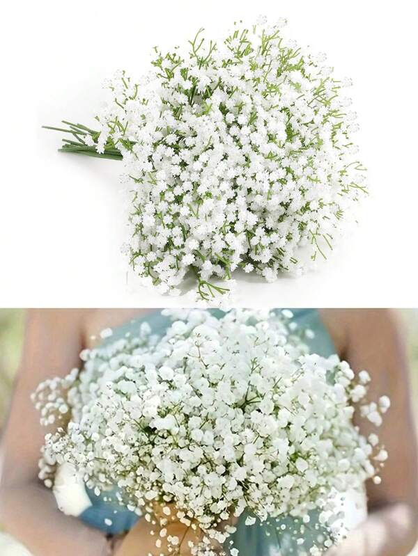 3pcs Artificial Baby's Breath Flowers With Stems Bouquet - Realistic Touch Fake Flowers For Home Office Decor, Floral Arrangements, Outdoor Garden Yard Decoration, Wedding, Birthday, Bridal Party Decor White