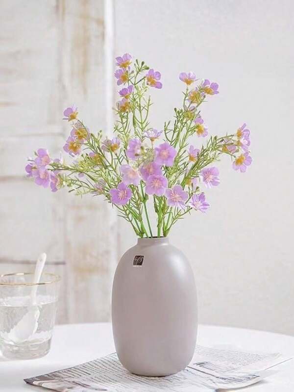 5 Bouquets Artificial Baby Breath Flowers Real Looking Silk Fake Flowers For Home Indoor Outdoor Wedding Party DIY Floral Arrangement Table Vase Decoration For Wedding Decoration, Valentine'S Day Decor, Birthday Decor, Anniversary Decor, Holiday Decor, Graduation Decoration, Party Decor Supplies Mauve Purple