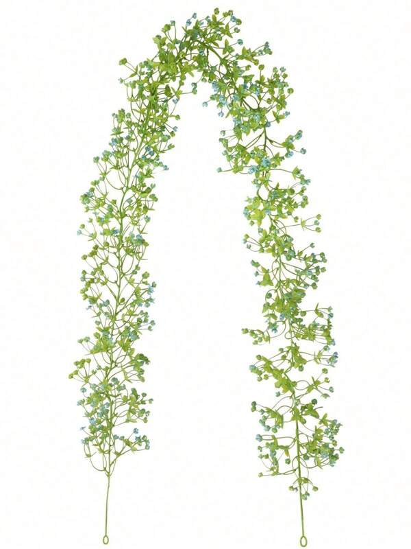 2 Pack Artificial Gypsophila Garland, Faux Baby Breath Flowers Bud Vine, Hanging Wall Greenery Rattan For Wedding Arch Party Home Decor Blue