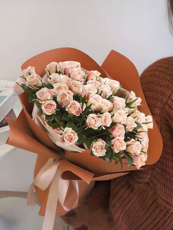 16Pcs Artificial Roses Flowers, Realistic Blossom Roses, Silk Rose, 17.71inch Single Fake Flower Long Stem Bouquets For Home Wedding Party Decoration Outdoor Decor Champagne