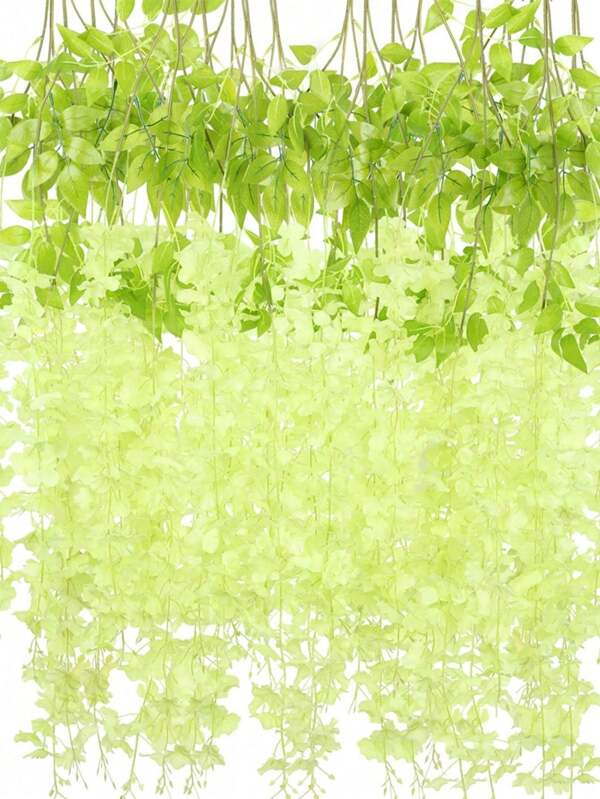 12 Pack 3.6 Feet Wisteria Hanging Flowers Bulk Artificial Wisteria Vine Ratta Hanging Garland Silk Flowers String Party Wedding Home Decor Green