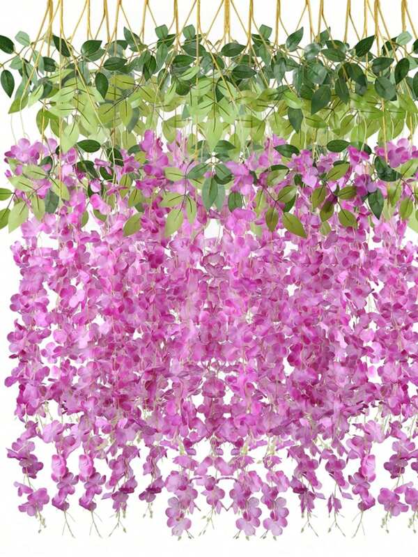 12 Pack 3.6 Feet Wisteria Hanging Flowers Bulk Artificial Wisteria Vine Ratta Hanging Garland Silk Flowers String Party Wedding Home Decor Hot Pink