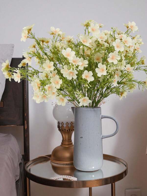 5 Bouquets Artificial Baby Breath Flowers Real Looking Silk Fake Flowers For Home Indoor Outdoor Wedding Party DIY Floral Arrangement Table Vase Decoration Champagne