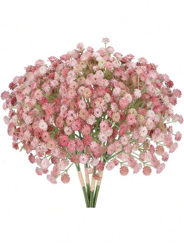 3pcs/Set Artificial Baby's Breath Flower Bouquet With Stems, Real Touch Fake Flowers For Home Office Decoration, Wedding Party Bridal Shower Decor Pink