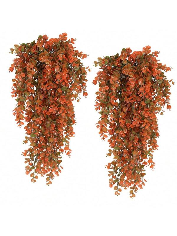 2pcs Artificial Fall Flowers Artificial Hanging Plants Faux Autumn Plants Faux Hanging Plants Artificial Plants UV Resistant Fake For Indoor Outdoors Fake Plants Multicolor