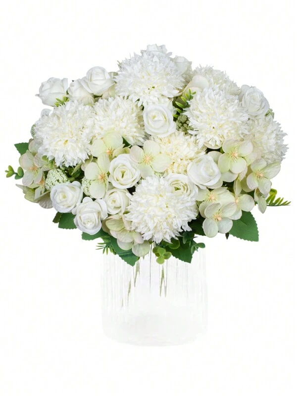 1PC Artificial Peony Flowers Embroidered Ball, Mixed Flowers, Plastic Flower Silk Cloth, Rose Bud, Birthday Party, Party, Decoration, Wedding Flower Basket, Bride Holding Flowers, Home Decoration, Dining Room, Bedroom, Windowsill Decoration, Vase Decoration, Valentine'S Day Gift, New Year Decoration, Outdoor Garden, Start Of School Season,Fake Plants,Fall Decor,Room,Desk,Garden Decor,Room Decoration Stuff Multicolor