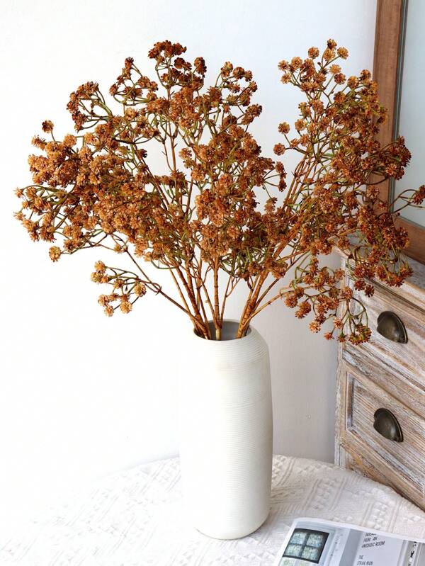 1pc 64cm Soft Rubber Artificial Baby's Breath Flower, Classic Romantic Single Stem, Suitable For Wedding/Party/Home Decor/Holiday/Halloween/Christmas Decoration White