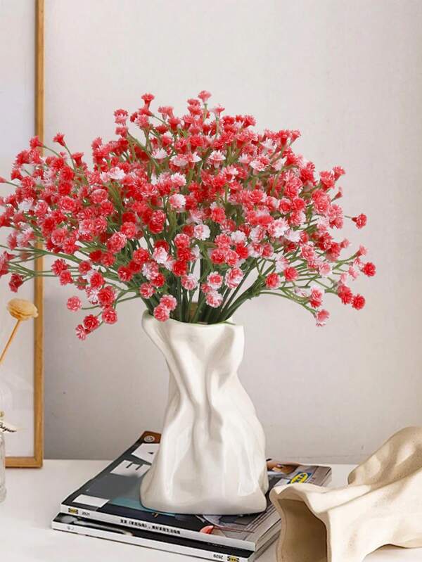 6pcs/12pcs/18pcs-Pink Babys Breath Flowers Artificial Purple Fake Flowers Gypsophila DIY Floral Bouquets Arrangement Wedding Party Bouquet Centerpiece Floral Arrangement And Decorations Home Decor(VASE NOT Included) Pink
