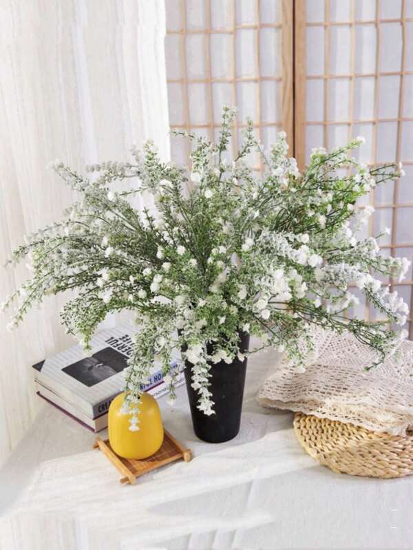 4 Packs Snowflake Babys Breath Artificial Flowers, White Stem Baby Breath Flowers Artificial Bulk, Real Touch Fake Babys Breath Gypsophila For Wedding Bridal Bouquet Party Arrangements Home Decor Outdoor Decor White