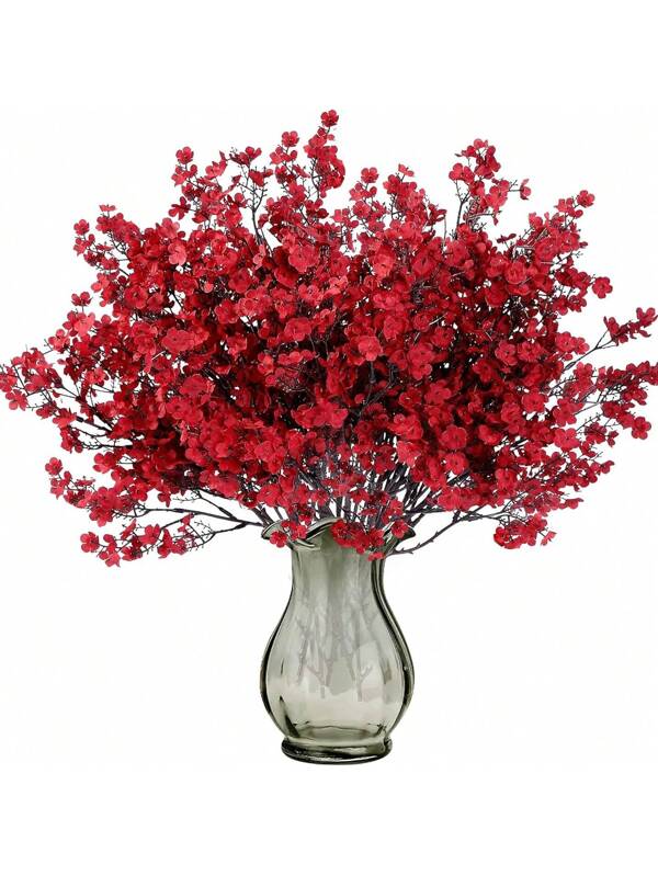 30pcs Artificial Gypsophila/Baby's Breath Flowers, Bouquets, Loose Real Touch Fake Silk Flowers For Home, Wedding, DIY Floral Arrangement, Kitchen, Christmas Centerpiece, Festival Decoration Red