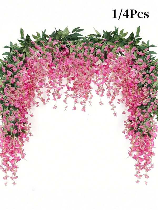 1/4Pcs 10 Branches Wisteria Hanging Flowers Artificial White Wisteria Vine Silk Wisteria Flowers Garland For Wedding Arch Party Garden Home Decor Easter Gift Wedding Decoration Supplies Aesthetic Room Decor Home Decor Pink